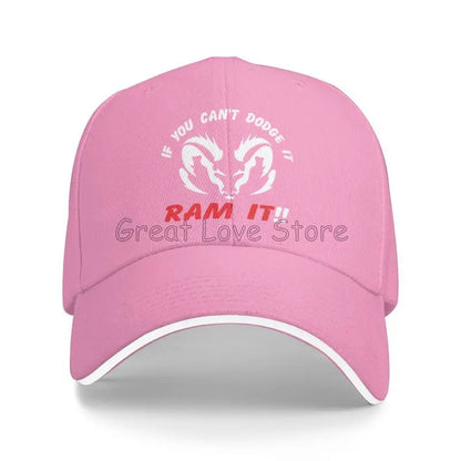 If You Can`T Dodge It Ram It Print Sandwich Baseball Cap Summer