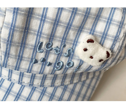 Cat Ear Plaid Newsboy Cap Y2k Aesthetic For Women Kawaii Octagonal Painter Hat Street Snap Sweet Girl Cap