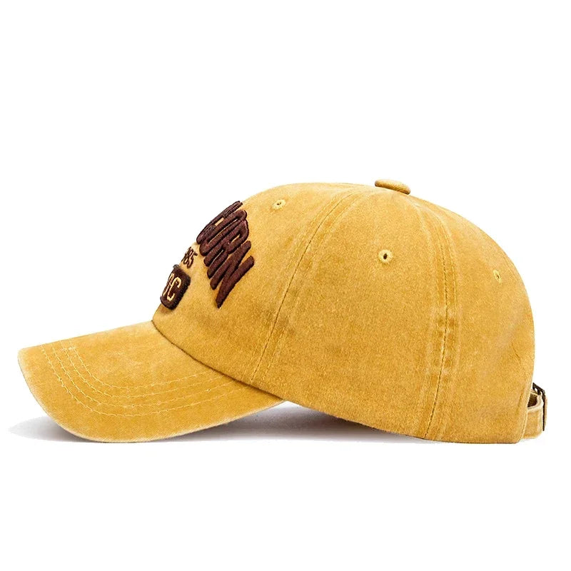 New Unisex Washed Distressed 'Capricorn' Alphabet 3D Embroidery Soft Top Baseball Cap Fashion Men Women