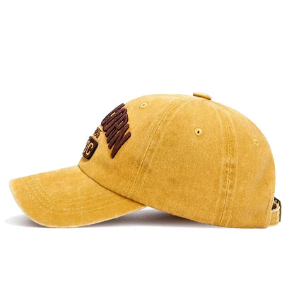 New Unisex Washed Distressed 'Capricorn' Alphabet 3D Embroidery Soft Top Baseball Cap Fashion Men Women