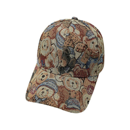 Fashion Trend Full Print Cartoon Cute Bear Baseball Cap