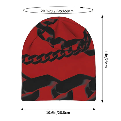 Red Black Chain Pattern Beanie Hats Bonnet Hats Men Women