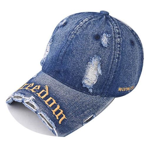 Fashion Denim Baseball Cap Distressed Vintage Cotton