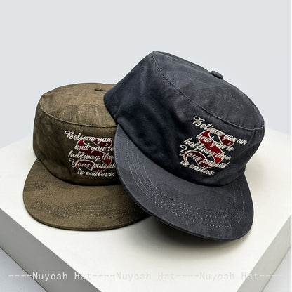 Retro Flat Top Baseball Hat For Men Women