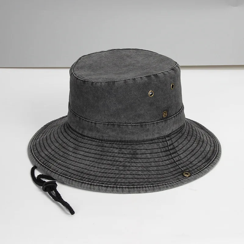 62cm Big Size Cotton Bucket Hat Men Hiking Fishing Safari Hat