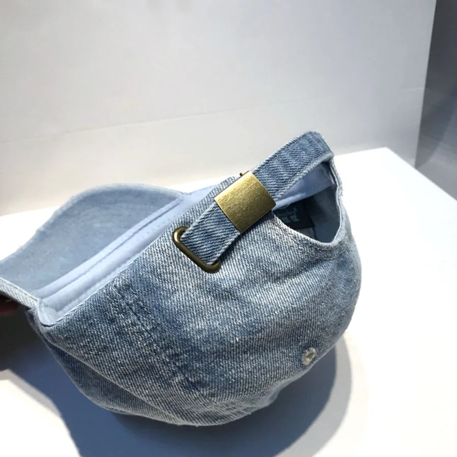 2026 New Unisex Letter Embroidery Hole Denim Baseball Caps