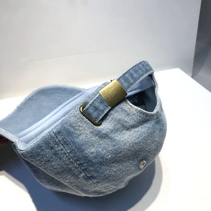 2026 New Unisex Letter Embroidery Hole Denim Baseball Caps