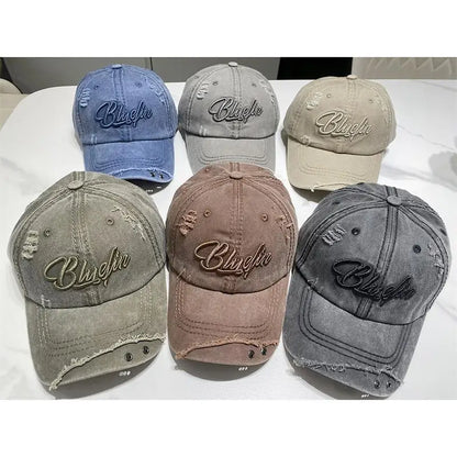 New Vintage Letter Washed Cotton Denim Baseball Cap
