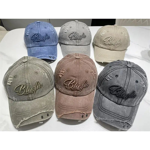 New Vintage Letter Washed Cotton Denim Baseball Cap