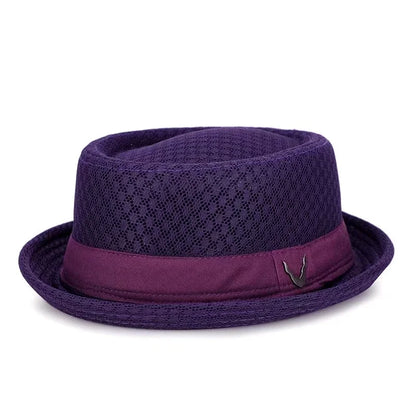 New Breathable Hat England Mesh Flat Straw Hat Retro England Jazz Foldable Sun Hats