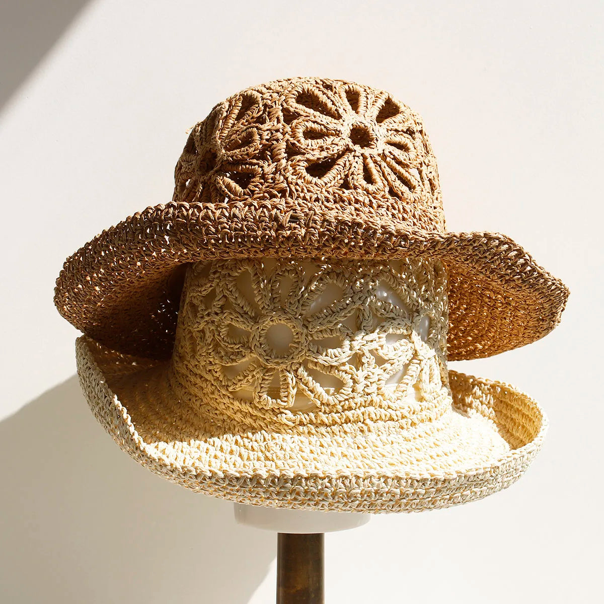 Women Beach Panama Straw Dome Bucket Hat