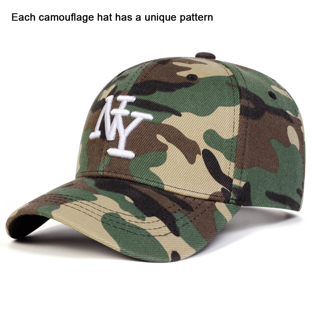 Unisex NY Letter Embroidery Camouflage Baseball Caps