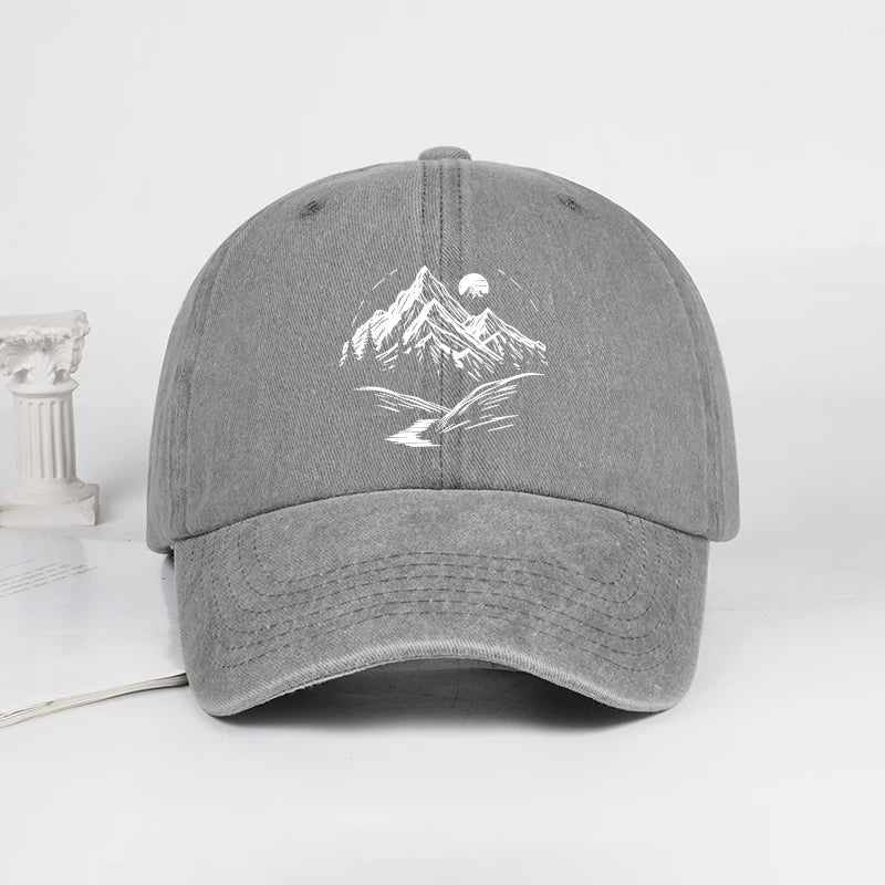 Mountain Landscape Washed Baseball Cap
