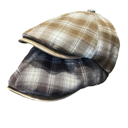 Autumn And Winter Japanese Plaid Warm Forward Hat