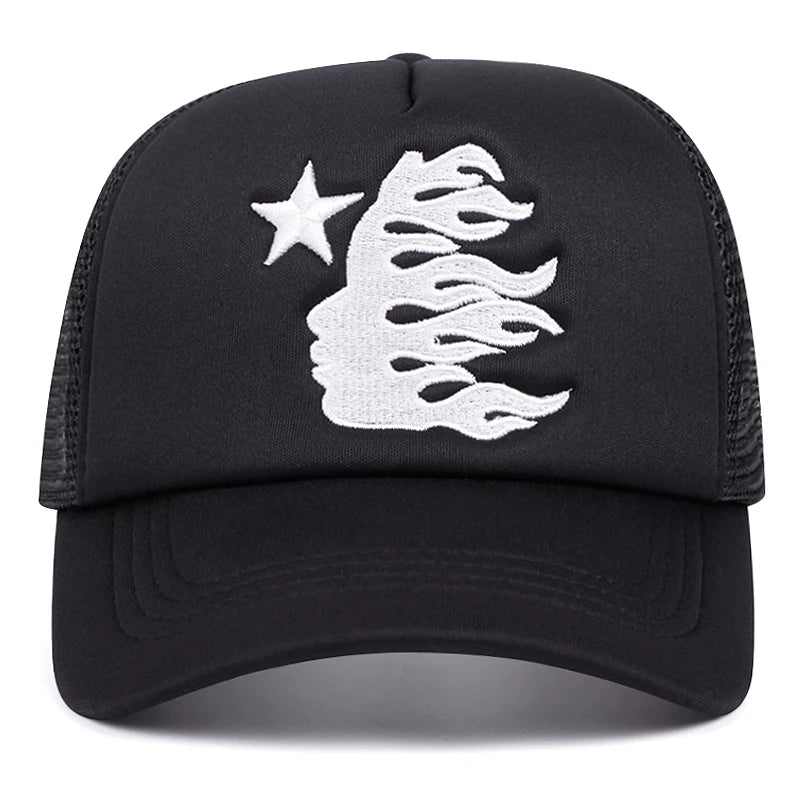 Five Pointed Star Portrait Sponge Baseball Cap Women Men Outdoor Sports Event Mesh Cap Trucker Hat