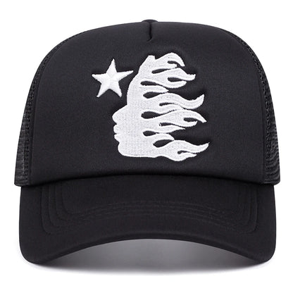 Five Pointed Star Portrait Sponge Baseball Cap Women Men Outdoor Sports Event Mesh Cap Trucker Hat
