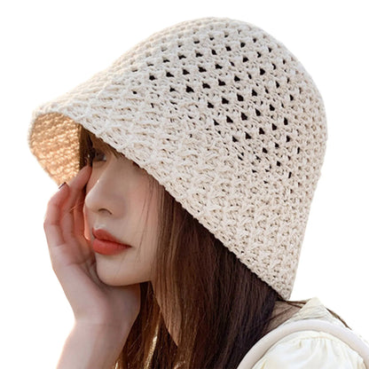 Summer Hiking Fisherman Hat Hollow Out Thin Breathable Sun Hat
