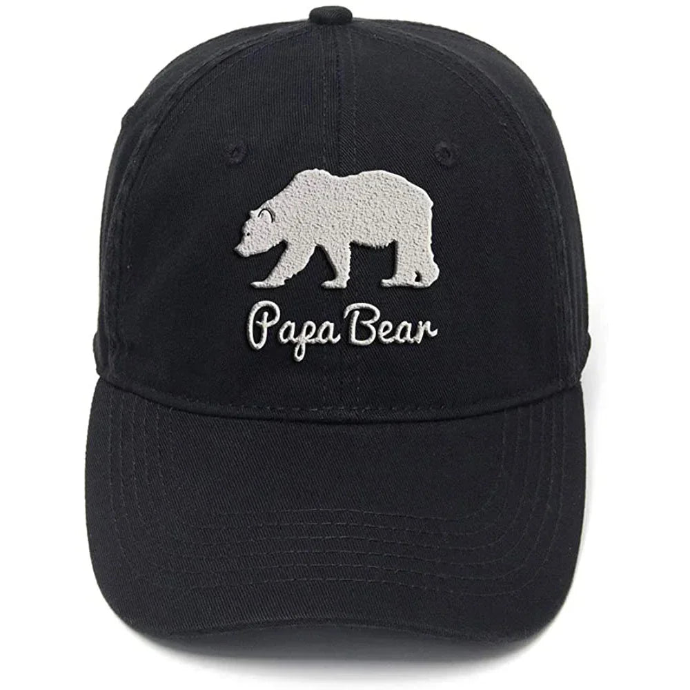 Lyprerazy Papa Bear Washed Cotton Men Women Unisex Hip Hop Cool Flock Printing Baseball Cap Dad Cap
