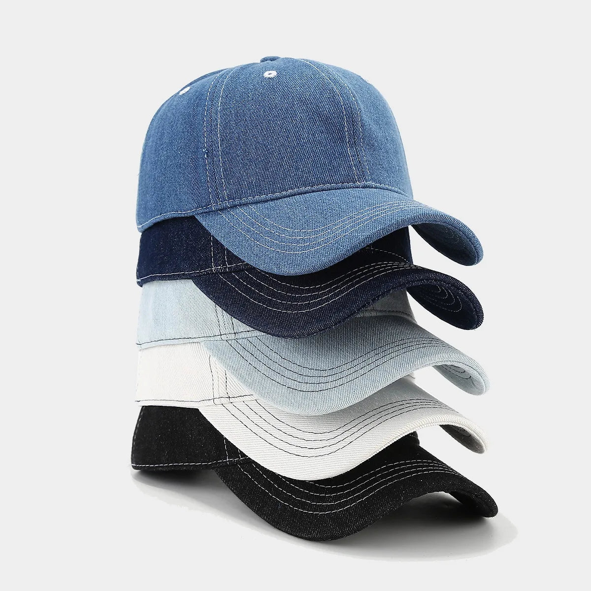 Solid Color Denim Baseball Cap For Women Korean Casual Duckbill Cap