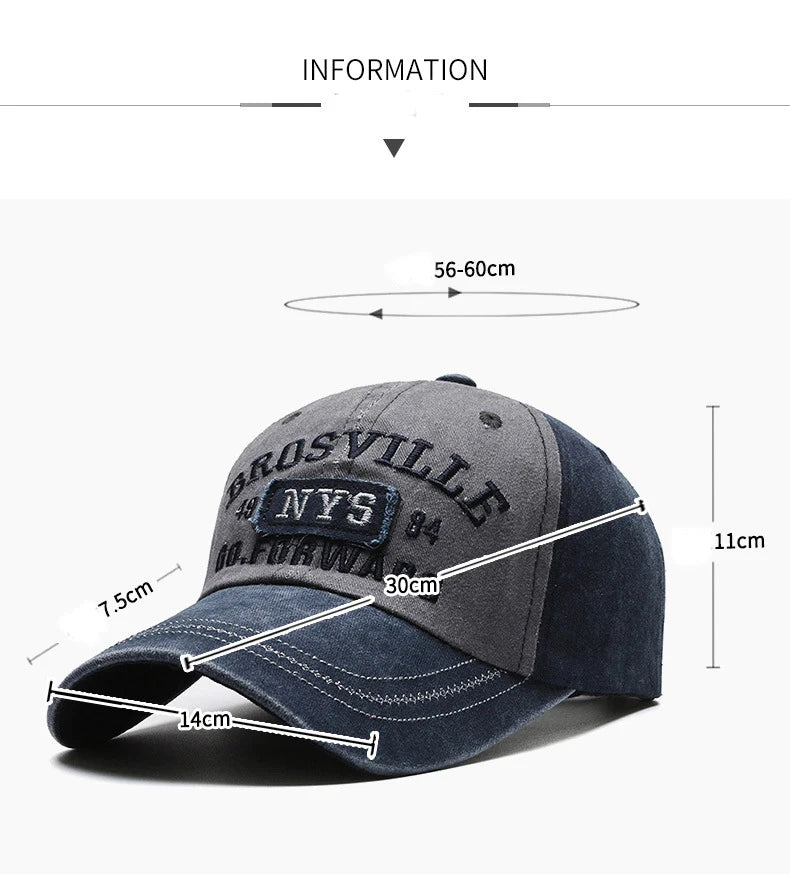 Four Seasons Men's Baseball Cap Casual Wash Embroidered Cap Curved Brim Bowler Sun Hat