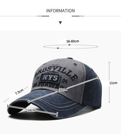 Four Seasons Men's Baseball Cap Casual Wash Embroidered Cap Curved Brim Bowler Sun Hat
