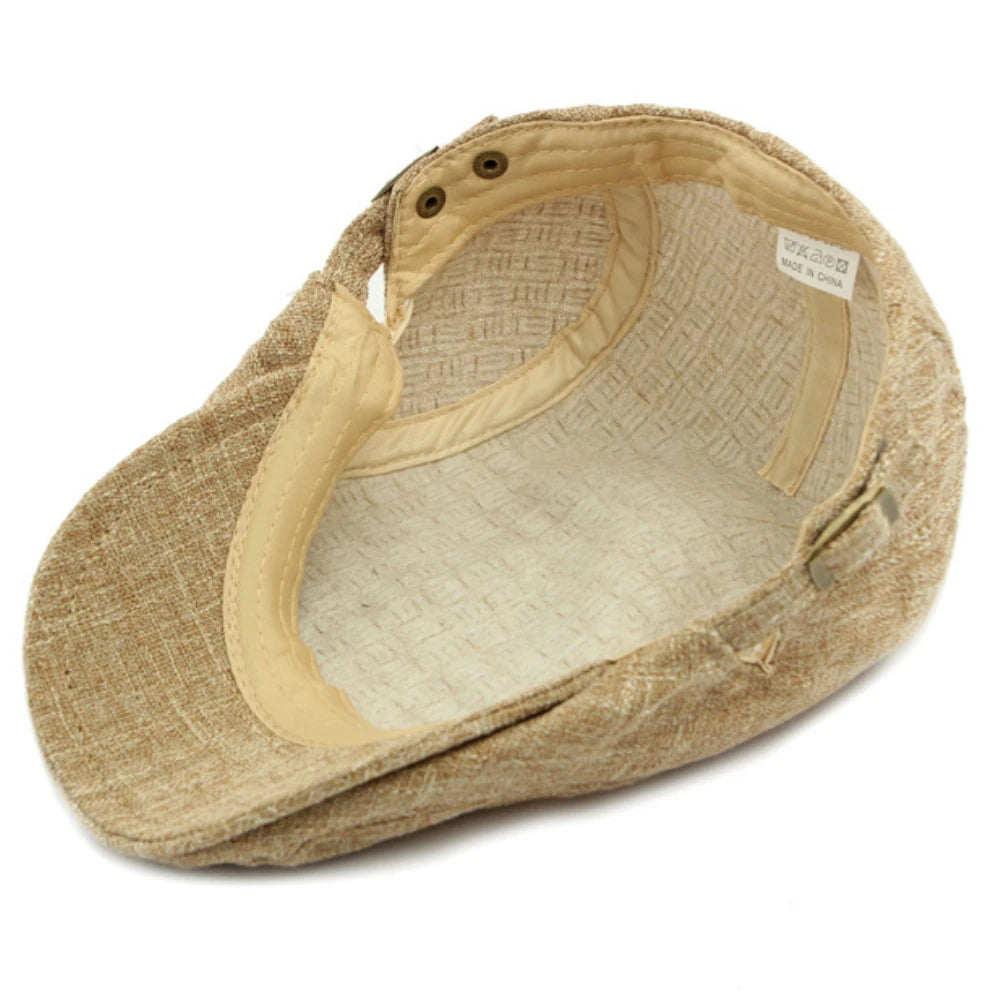 Men Beret Women Spring Summer Hat Breathable Linen Ivy Flat Cap