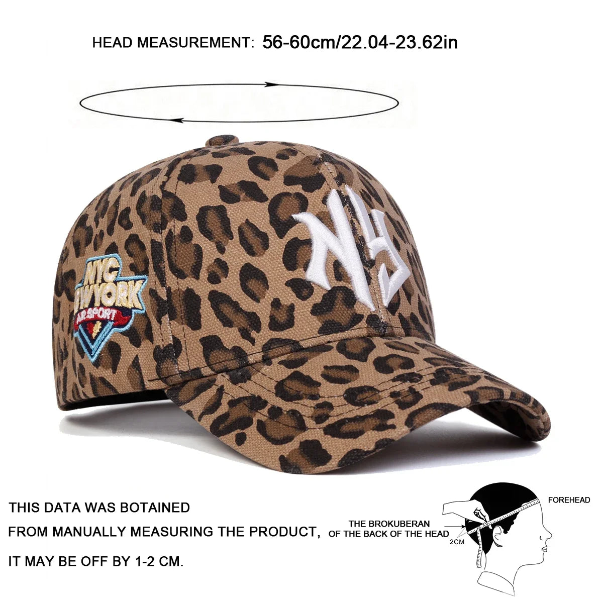 Unisex NG Letter Embroidery Leopard Print Baseball Caps