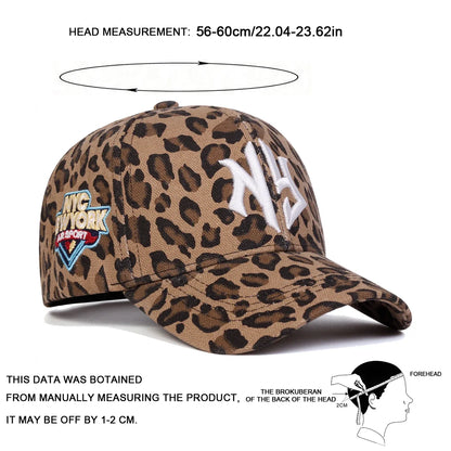 Unisex NG Letter Embroidery Leopard Print Baseball Caps