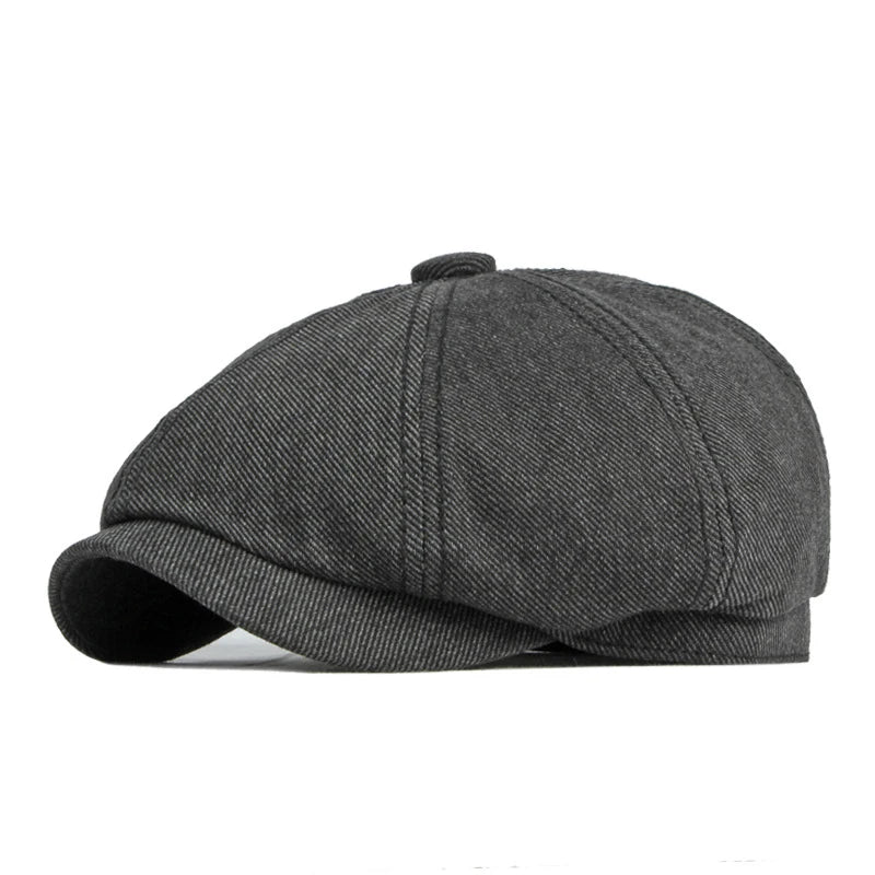 Spring Fall Newsboy Cap Men British Cotton Octagonal Hat