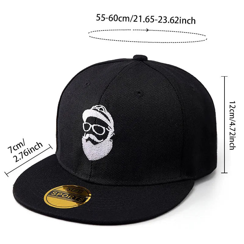 Bearded Uncle Baseball Cap, Unisex Fashionable Flat-Brim Hip-Hop Cap
