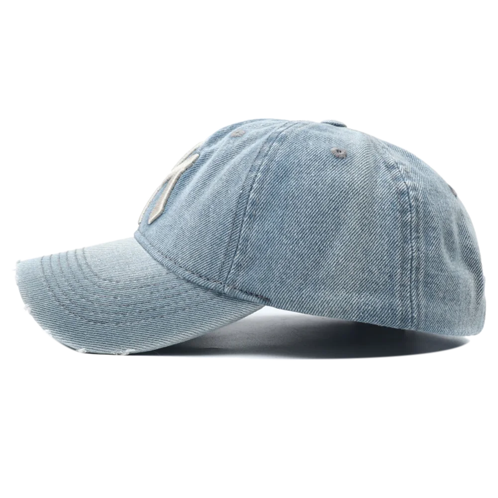 High Quality MY Embroidered Washed Denim Baseball Cap