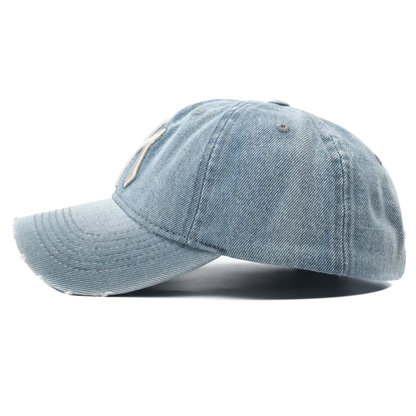 High Quality MY Embroidered Washed Denim Baseball Cap