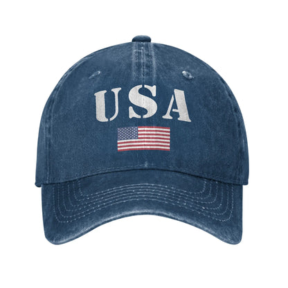 USA Vintage Military With United States Flag Baseball Cap