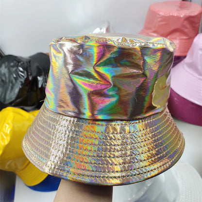 Colorful Shiny Leather Two Sided Fisherman Hat Women's and Men's