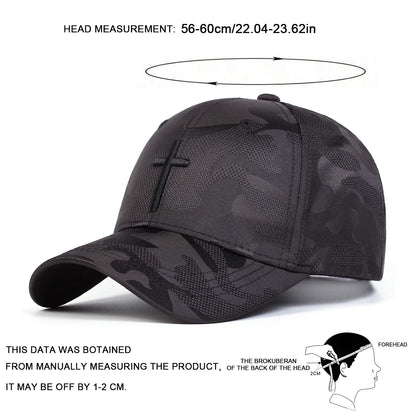 Unisex Cross Embroidery Camouflage Baseball Caps