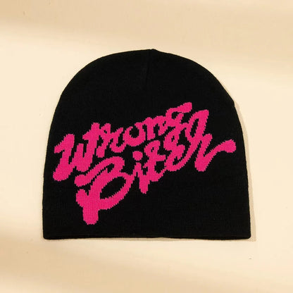 Unisex Trendy American Letter Knitted Hat Hip Hop Skiing Warmth Cap