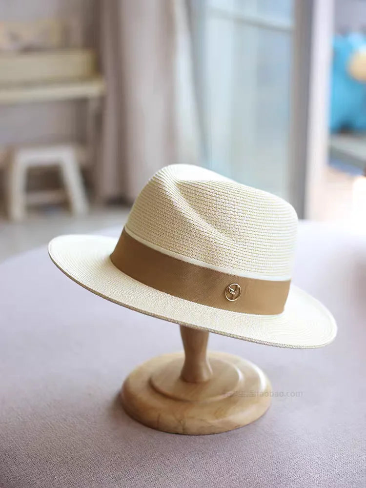 Panama Straw Hat With UPF 50+ Wide Brim Beach Cap