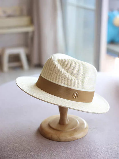 Panama Straw Hat With UPF 50+ Wide Brim Beach Cap