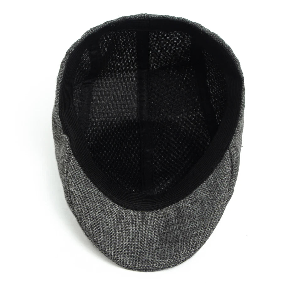 Men's Linen Flat Cap Spring Summer Vintage Visor Beret