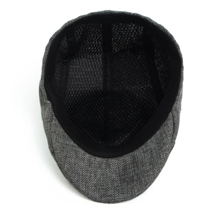 Men's Linen Flat Cap Spring Summer Vintage Visor Beret