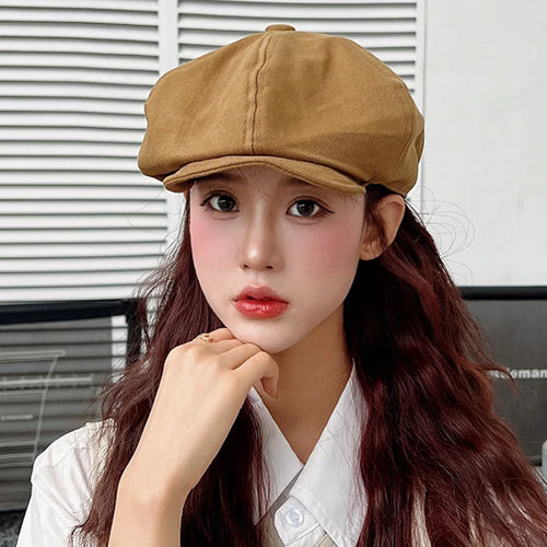 Women Hat Retro Black Painter Cap