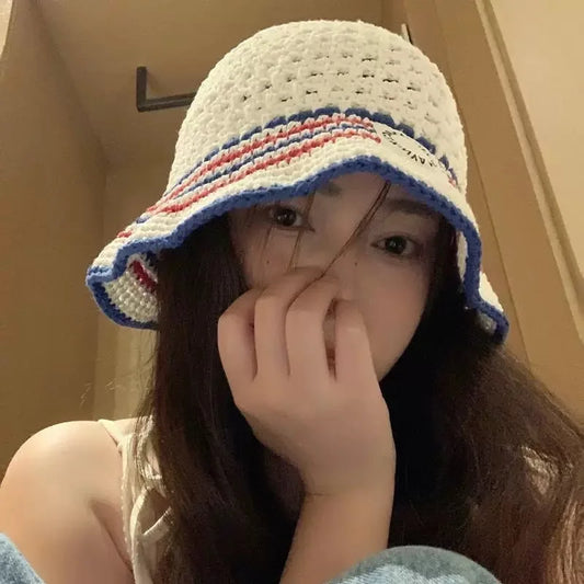 Sun Hat Striped Fisherman Hat Women's
