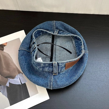 Harajuku Style Niche Design Retro Denim Berets