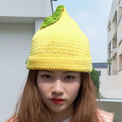 Grape Creative Knitted Fruit Hat Playful Warm Strawberry Pullover Cap