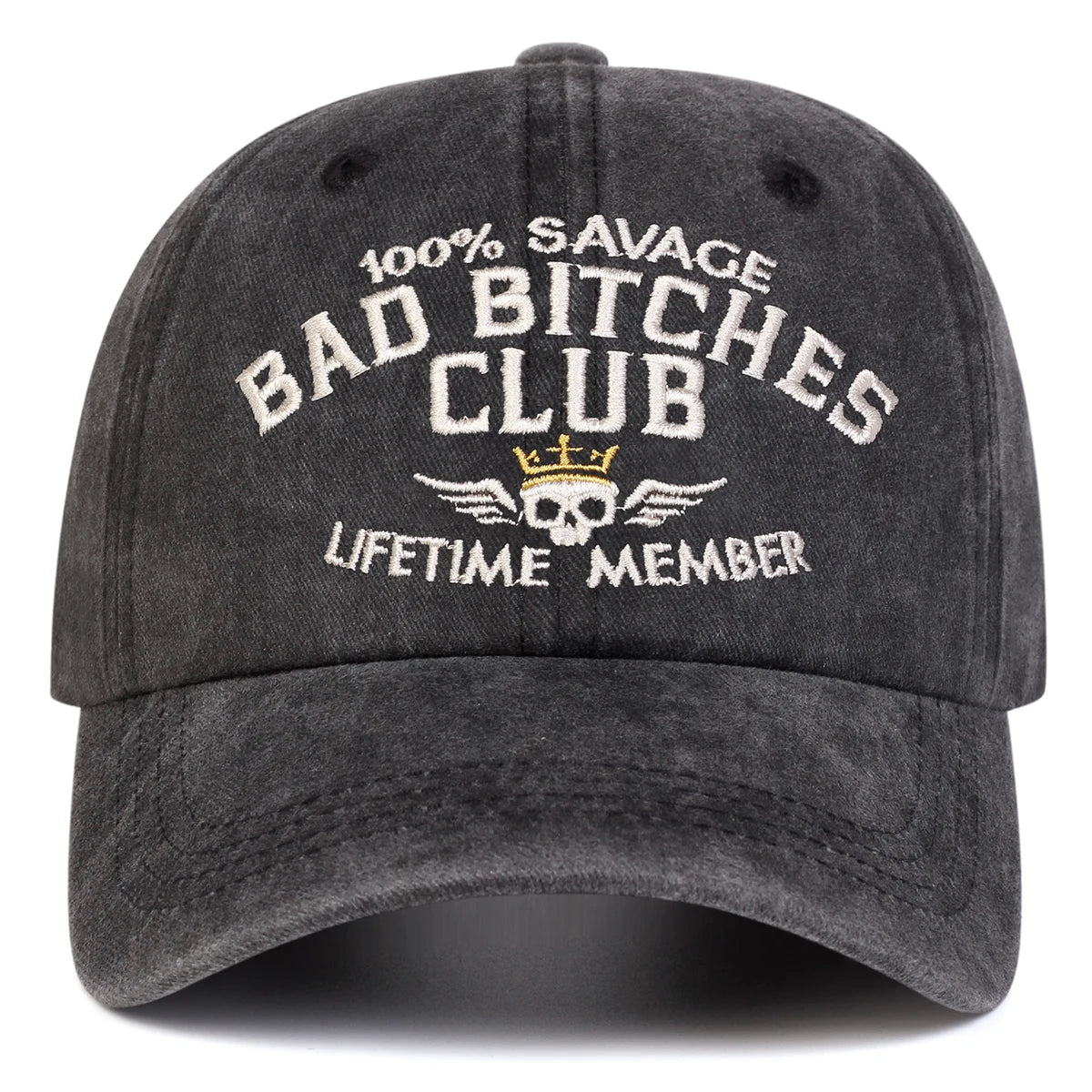 Unisex Letter Embroidery Washed Baseball Cap Spring Autumn
