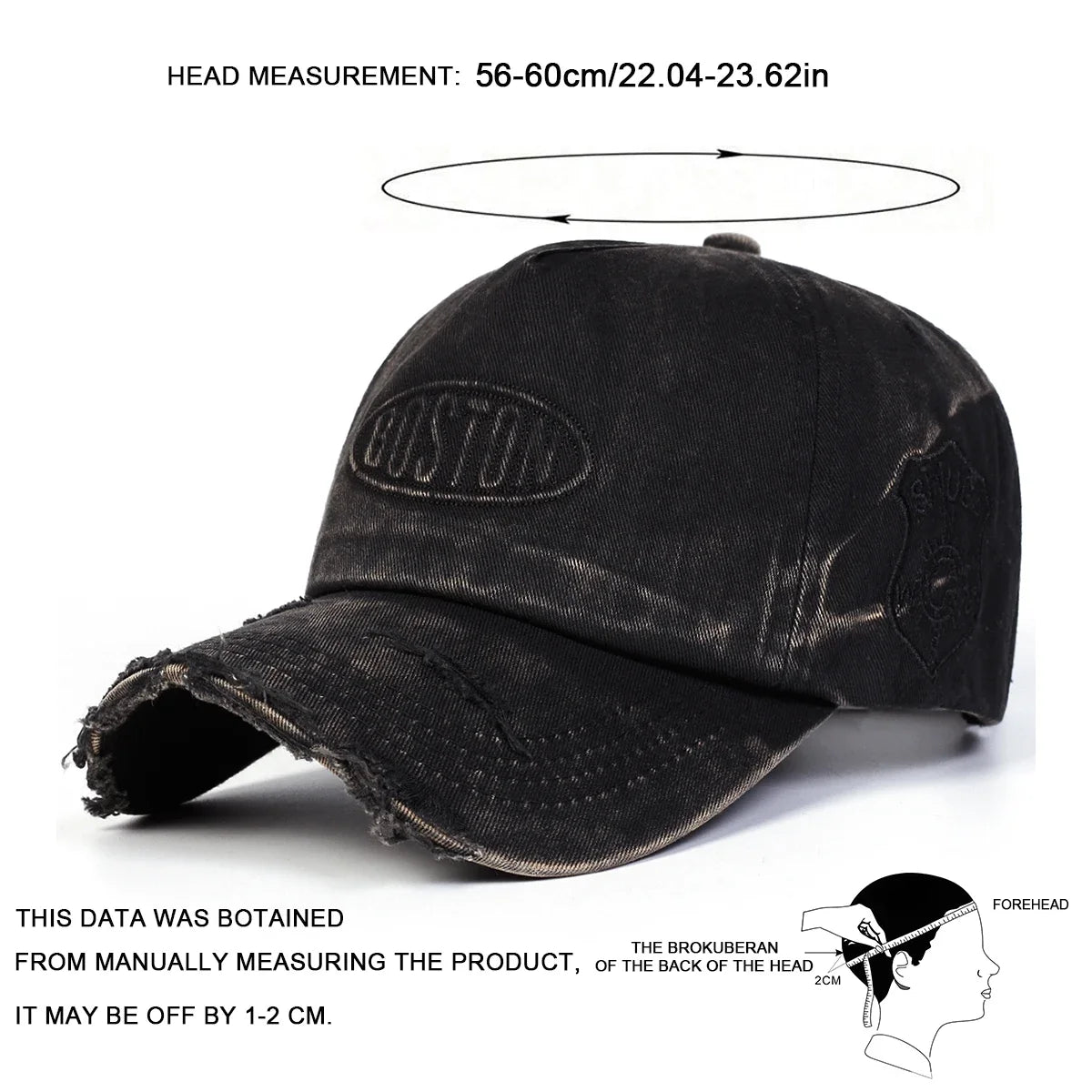 Unisex Boston Hole Washing Embroidery Baseball Caps