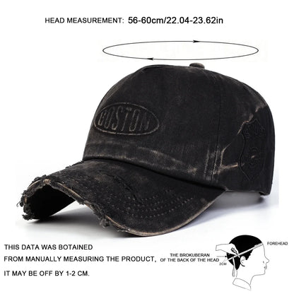Unisex Boston Hole Washing Embroidery Baseball Caps