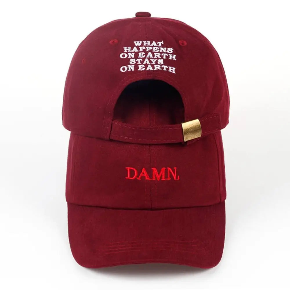 Letter DAMN Embroidery Baseball Cap Stitched Adjustable Washed Cotton Baseball Hip Hop Sunscreen Hat