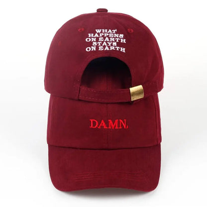 Letter DAMN Embroidery Baseball Cap Stitched Adjustable Washed Cotton Baseball Hip Hop Sunscreen Hat