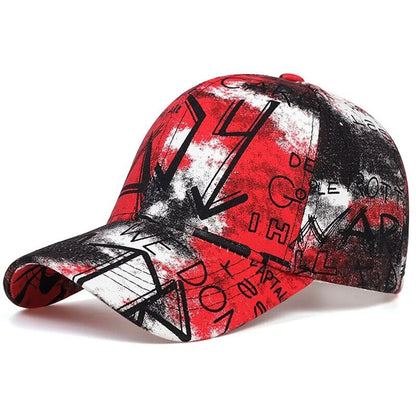 Unisex Letter Graffiti Printing Tie Dye Baseball Caps Spring and Autumn